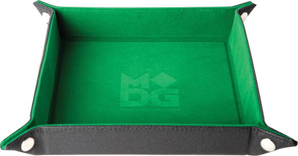 VELVET FOLDING TRAY WITH LEATHER BACKING 10in x 10in GREEN