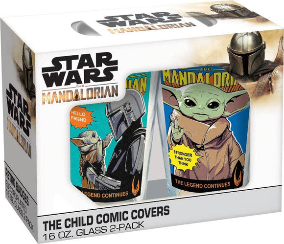 Star Wars Mandalorian: The Child Comic Covers 16 oz Glass 2-