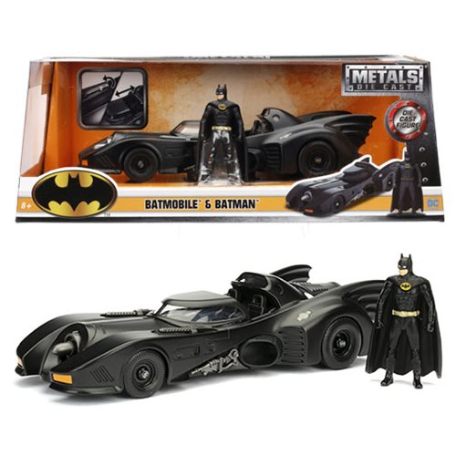 Batman 1989 Movie Batmobile 1:24 Scale Die-Cast Metal Vehicle with Figure